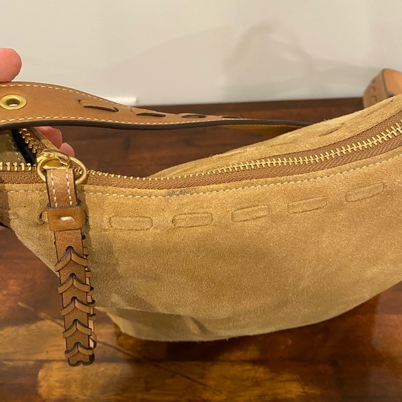 Coach Tan Suede Shoulder Bag with Pouch - Picture 10 of 14